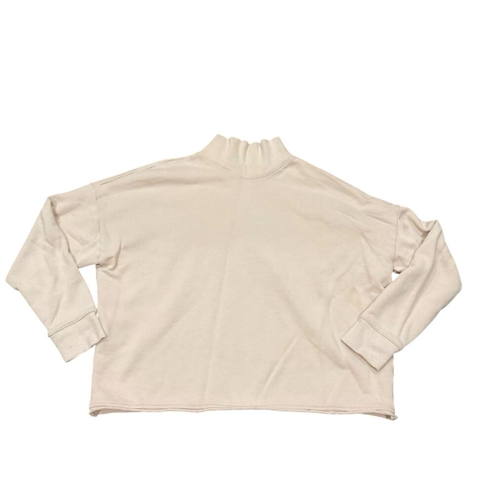 Madewell Mock Neck Sweater Small Pink Cotton Hemp Boxy Minimalist Top